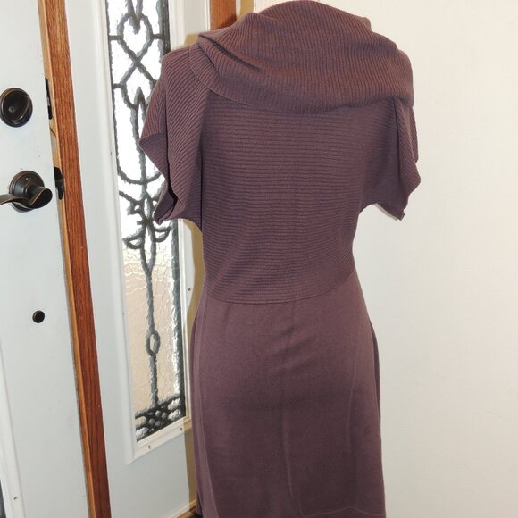 Nine West Cowl Neck Ribbed Knit Sweater Dress Brown Sz M - Picture 3 of 5